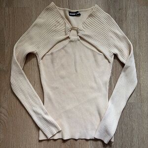 Rehab Cream Ribbed Long Sleeve Top